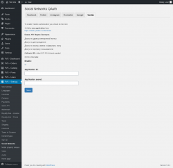 Page screenshot: PVS &ndash; Settings &rarr; Social Networks &rarr; Yandex