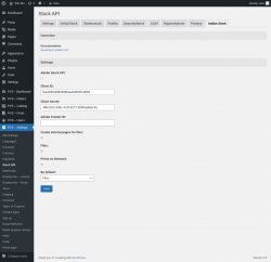 Page screenshot: PVS &ndash; Settings &rarr; Stock API &rarr; Adobe Stock