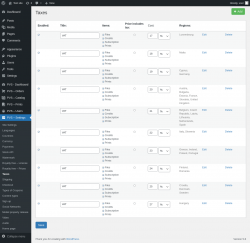 Page screenshot: PVS &ndash; Settings &rarr; Taxes