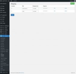 Page screenshot: PVS &ndash; Settings &rarr; Shipping