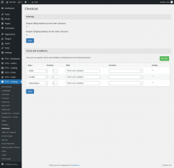 Page screenshot: PVS &ndash; Settings &rarr; Checkout