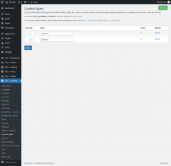 Page screenshot: PVS &ndash; Settings &rarr; Content types