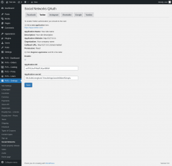 Page screenshot: PVS &ndash; Settings &rarr; Social Networks &rarr; Twitter