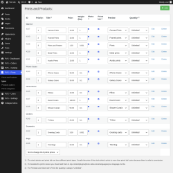 Page screenshot: PVS &ndash; Prints &rarr; types