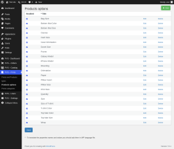 Page screenshot: PVS &ndash; Prints &rarr; Products options
