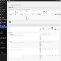 Page screenshot: PVS &ndash; Settings &rarr; Royalty free &ndash; Prices