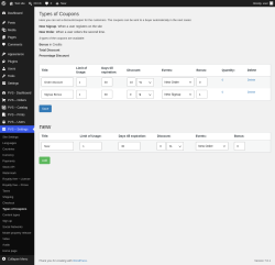Page screenshot: PVS &ndash; Settings &rarr; Types of Coupons