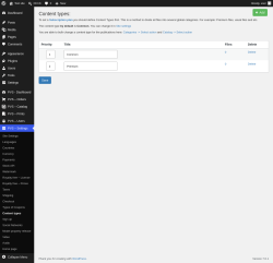 Page screenshot: PVS &ndash; Settings &rarr; Content types