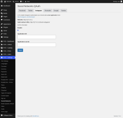 Page screenshot: PVS &ndash; Settings &rarr; Social Networks &rarr; Instagram