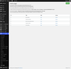 Page screenshot: PVS &ndash; Settings &rarr; Home page