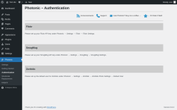 Page screenshot: Photonic → Authentication