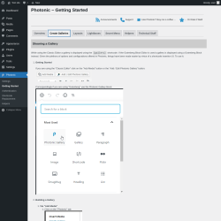 Page screenshot: Photonic → Getting Started → Create
							Galleries