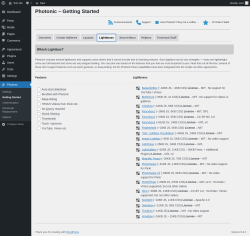 Page screenshot: Photonic → Getting Started → Lightboxes