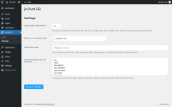 Page screenshot: Pivot QR &rarr; Settings