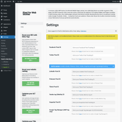 Page screenshot: Settings → Pixel for Web Stories