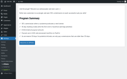 Page screenshot: Settings → Affiliation