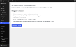 Page screenshot: Settings &rarr; Affiliation