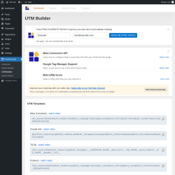 Page screenshot: PixelYourSite → UTM Builder