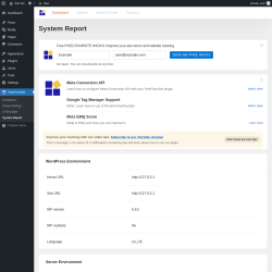 Page screenshot: PixelYourSite → System Report