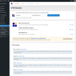 Page screenshot: PixelYourSite → UTM Builder