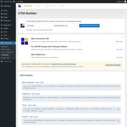 Page screenshot: PixelYourSite &rarr; UTM Builder