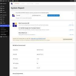 Page screenshot: PixelYourSite &rarr; System Report