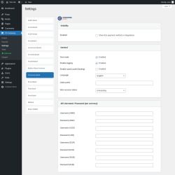Page screenshot: PS Gateway &rarr; Settings &rarr; Converse Bank