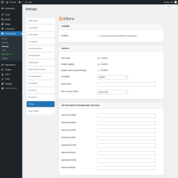 Page screenshot: PS Gateway &rarr; Settings &rarr; IDBank