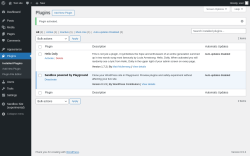 Page screenshot: Plugins ‹ Test site — WordPress