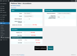Page screenshot: Settings → Tabs + Accordions