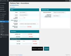Page screenshot: Settings → Tabs + Accordions