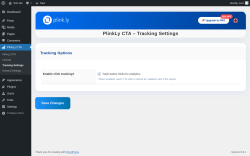 Page screenshot: PlinkLy CTA → Tracking Settings