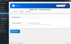 Page screenshot: PlinkLy CTA → Tracking Settings