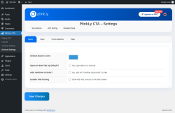Page screenshot: PlinkLy CTA → General Settings