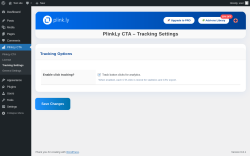 Page screenshot: PlinkLy CTA → Tracking Settings