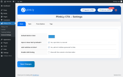 Page screenshot: PlinkLy CTA → General Settings