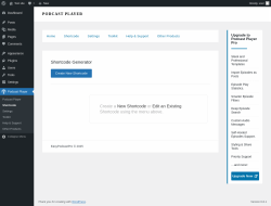 Page screenshot: Podcast Player → Shortcode