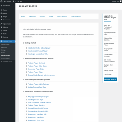 Page screenshot: Podcast Player → Help & Support