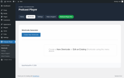 Page screenshot: Podcast Player &rarr; Shortcode