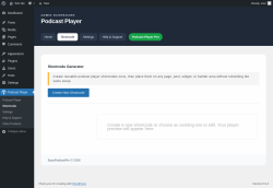 Page screenshot: Podcast Player &rarr; Shortcode