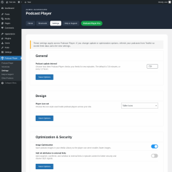 Page screenshot: Podcast Player &rarr; Settings