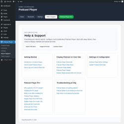 Page screenshot: Podcast Player &rarr; Help & Support