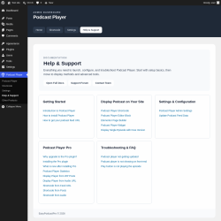Page screenshot: Podcast Player &rarr; Help & Support