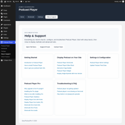 Page screenshot: Podcast Player &rarr; Help & Support