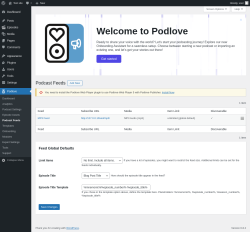 Page screenshot: Podlove → Podcast Feeds