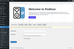Page screenshot: Podlove → Podcast Settings → License