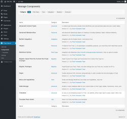 Page screenshot: Pods Admin → Components