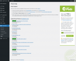Page screenshot: Pods Admin → Help