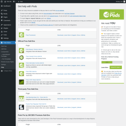 Page screenshot: Pods Admin &rarr; Help