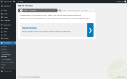 Page screenshot: Pods Admin &rarr; &ndash; Import/Export Packages
